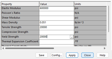 Adding Yield Strength to Custom Material